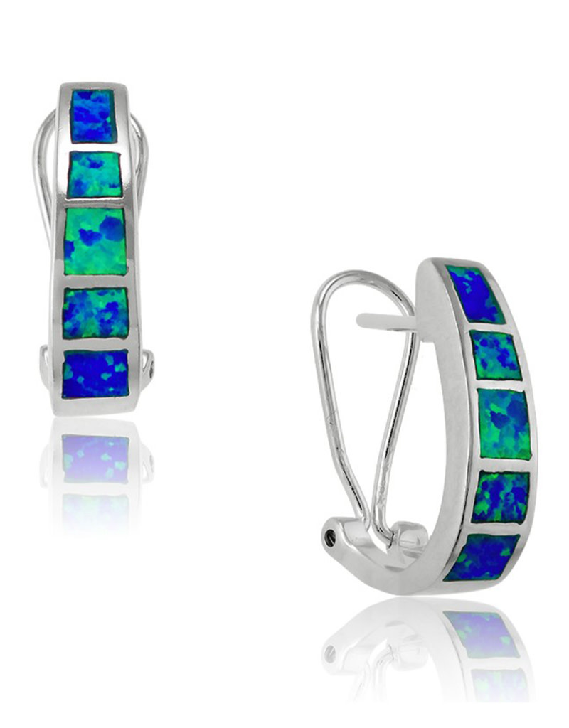 J-Shaped Opal Omega Post Earrings 20mm