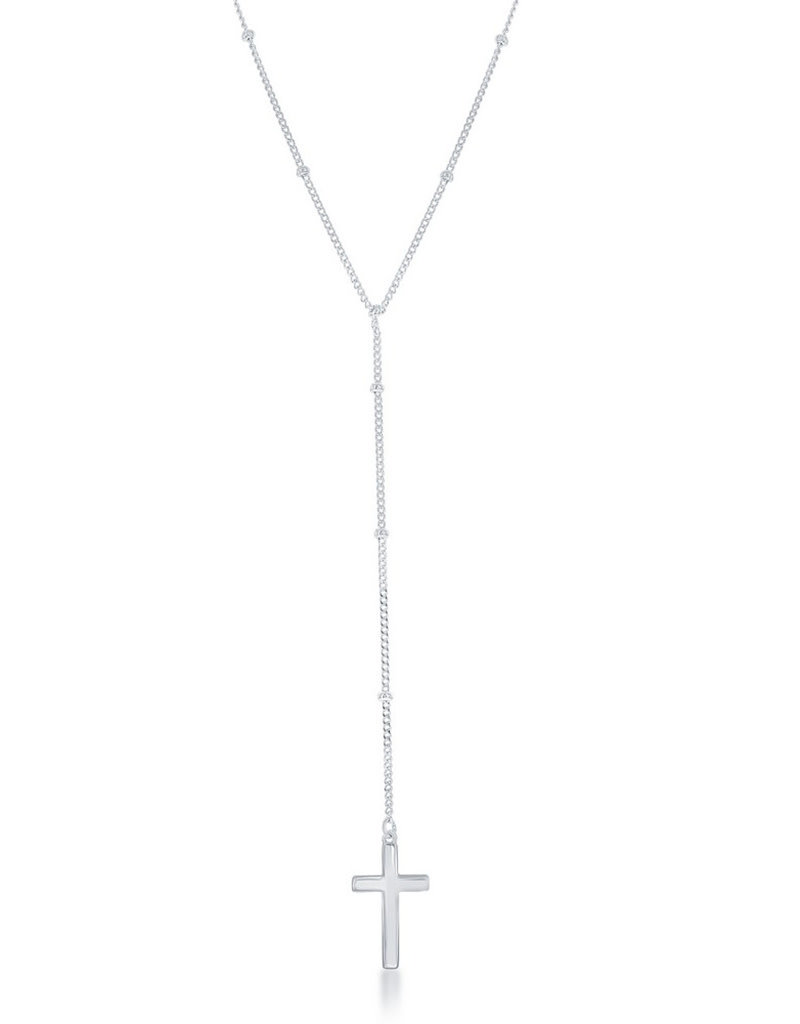 Sterling Silver Hanging Cross Necklace 16"+2" Extender