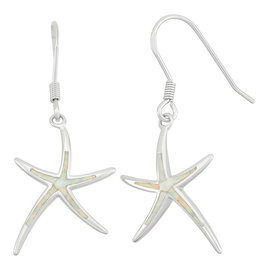 Starfish White Opal Earrings 23mm