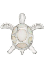 Sterling Silver White Synthetic Opal Turtle Pendant 18mm