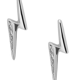 Lightning Bolt CZ Stud Earrings 13mm