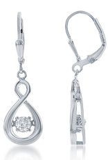 Sterling Silver Twist with Dancing Cubic Zirconia Earrings 17mm