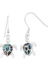 Sterling Silver Turtle Abalone Earrings 15mm