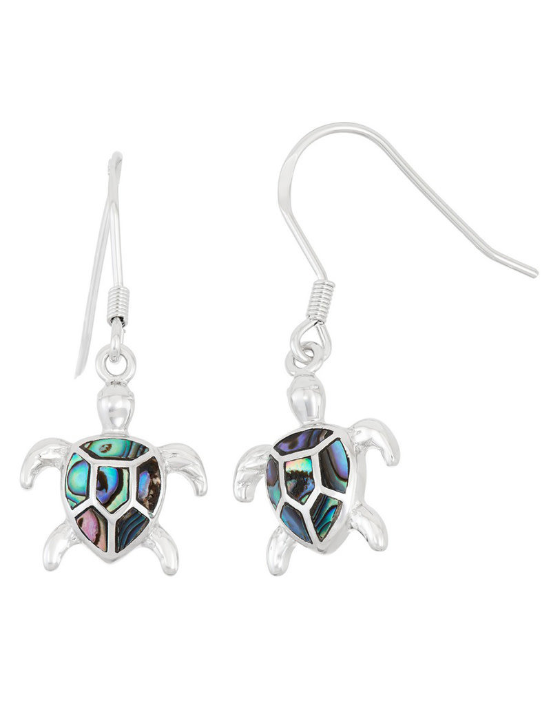 Sterling Silver Turtle Abalone Earrings 15mm