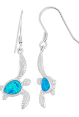 Sterling Silver Turtle Synthetic Opal Earrings 24mm