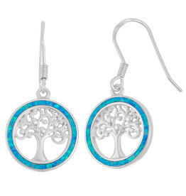 Tree of Life Blue Opal Earrings 17mm