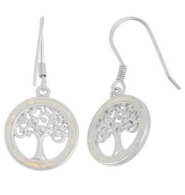 Tree of Life White Opal Earrings 17mm