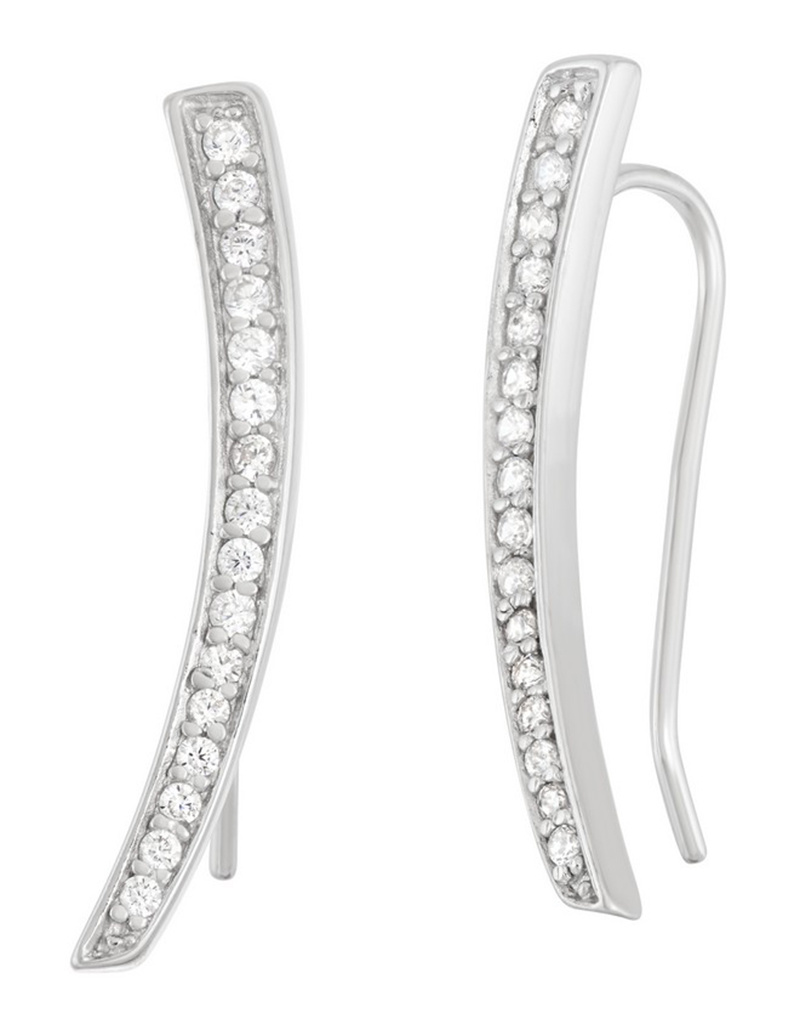 Curved Bar CZ Ear Climber 25mm