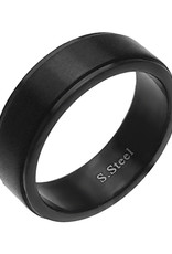 Men's Black Stainless Steel Brushed Band Ring