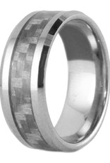 Men's Tungsten with Gray Carbon Fiber Inlay Band Ring