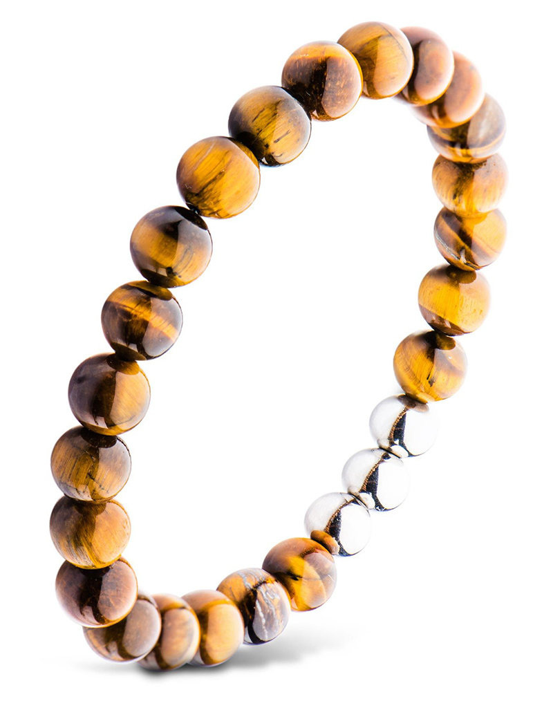 Men's 8mm Tiger Eye Bead Stretch Bracelet 8.5"