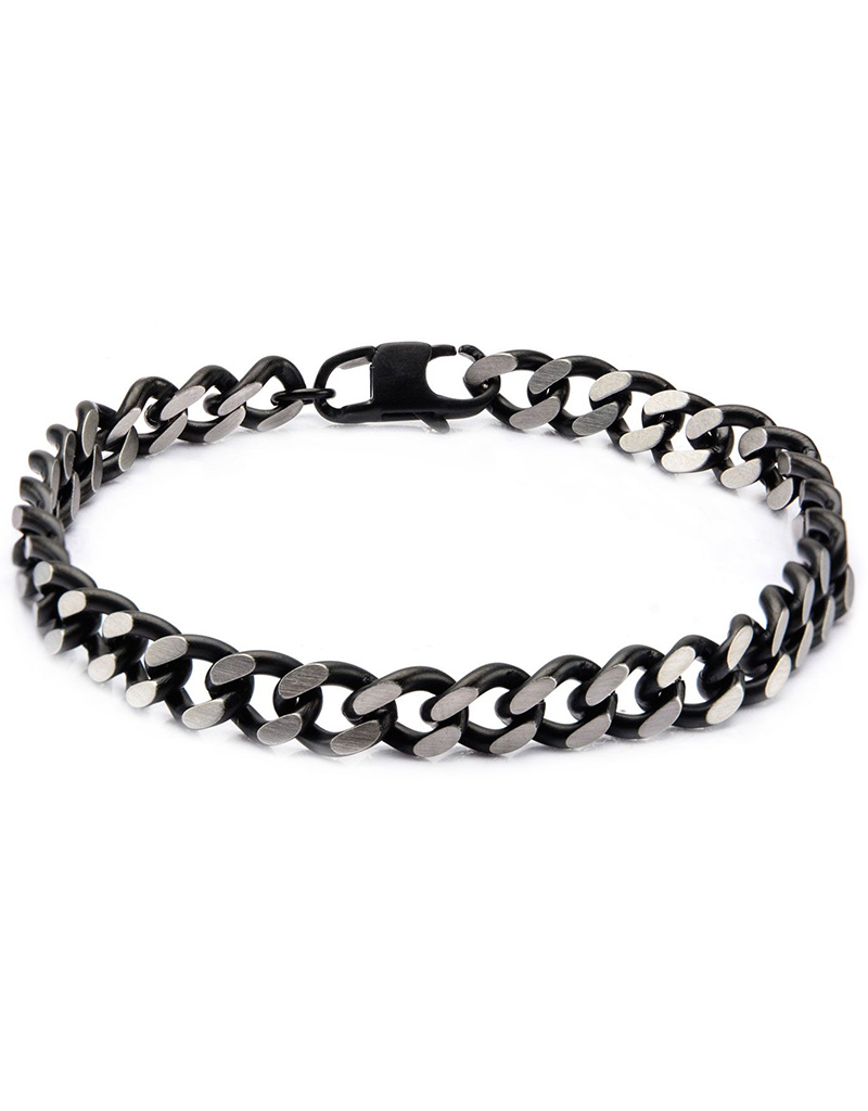 Black Steel Curb Bracelet 8.5"