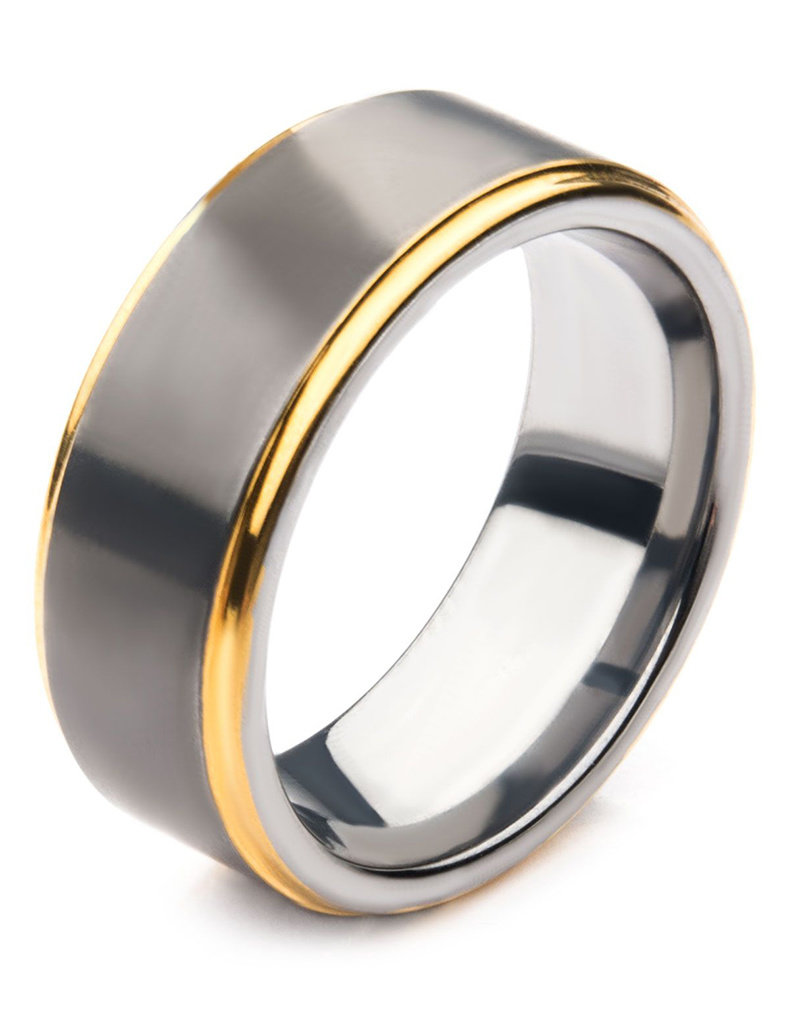 Men's Gold Edge Stainless Steel Band Ring