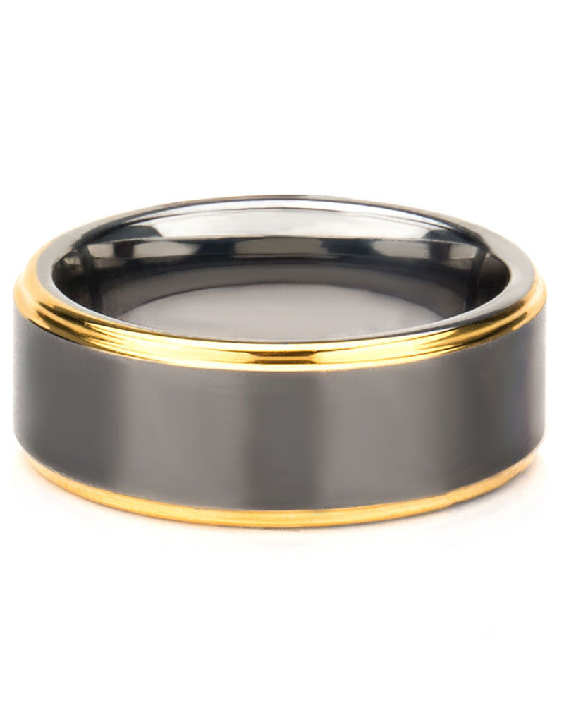 Men's Gold Edge Stainless Steel Band Ring