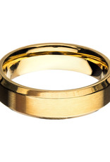 Men's 6mm Brushed Gold Stainless Steel Beveled Band Ring