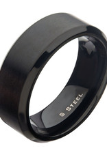 Men's 8mm Matte Black Stainless Steel Beveled Band Ring