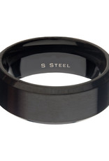 Men's 8mm Matte Black Stainless Steel Beveled Band Ring
