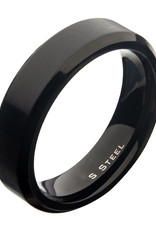 Men's 6mm Matte Black Stainless Steel Beveled Band Ring