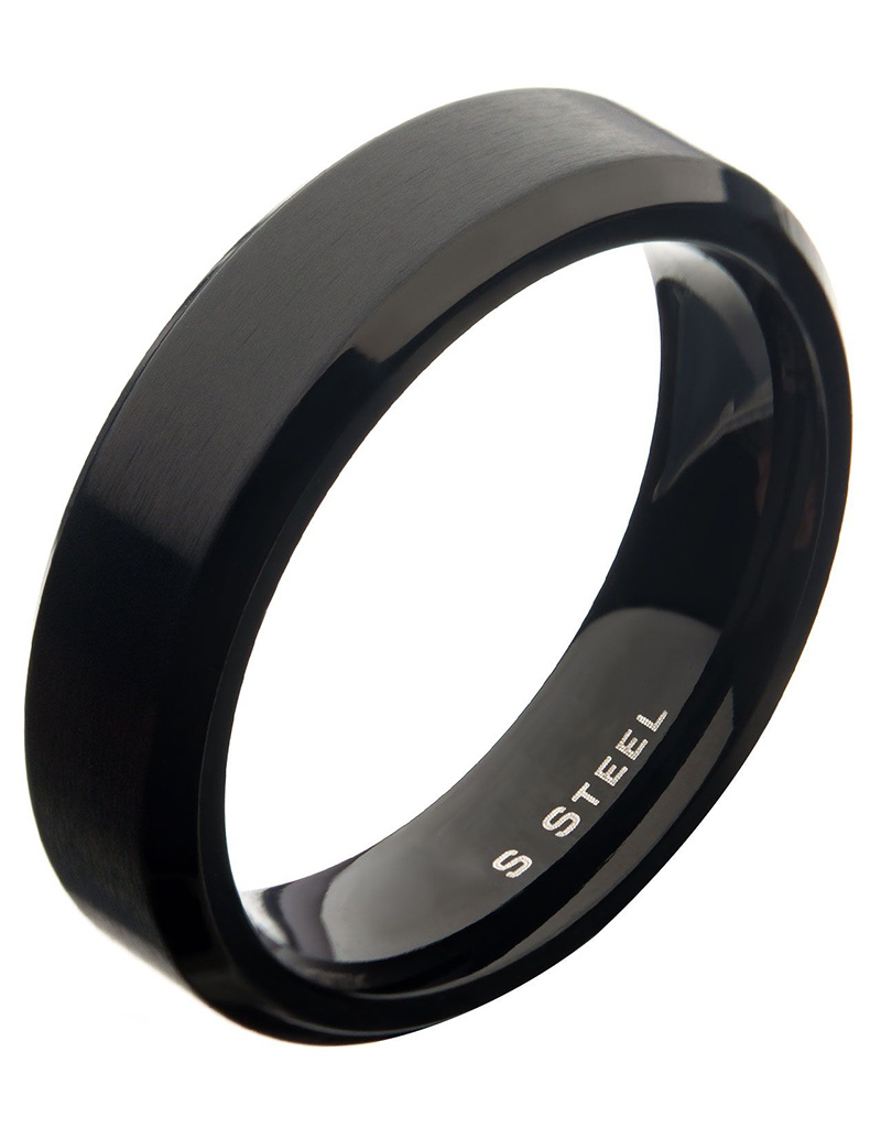 6mm Black Steel Beveled Band