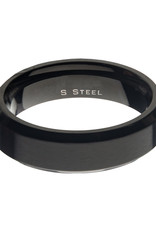 Men's 6mm Matte Black Stainless Steel Beveled Band Ring