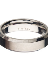 Men's 6mm Brushed Stainless Steel Beveled Band Ring