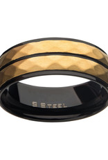 Men's Hammered Black & Gold Stainless Steel Band Ring