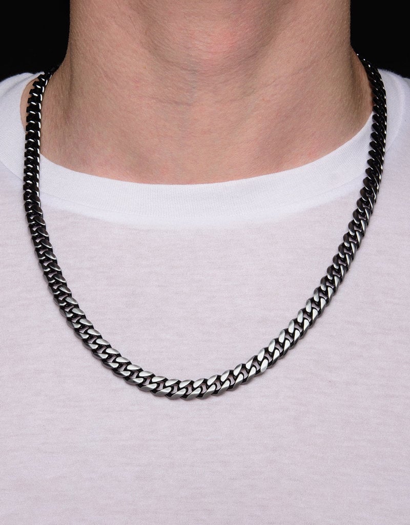 Men's 8.7mm Gunmetal Stainless Steel Curb Link Chain Necklace
