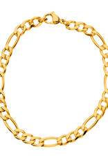 Men's 5.6mm Gold Stainless Steel Figaro Link Chain Bracelet 8.5"