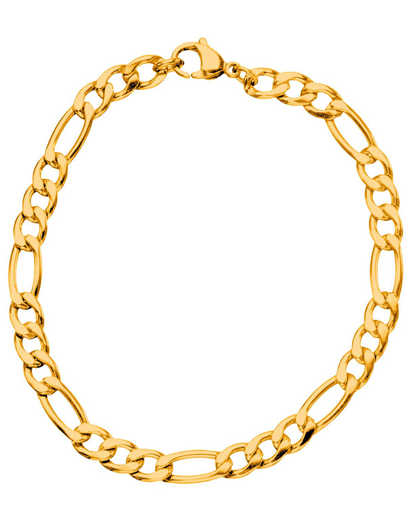 Gold IP Steel Figaro Bracelet 8.5"