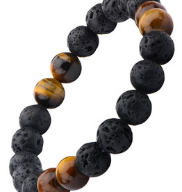 Lava and Tiger Eye Bead Stretch Bracelet