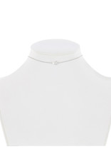 Sterling Silver Diamond Cut Sideways Cross Choker Necklace 12"+3"