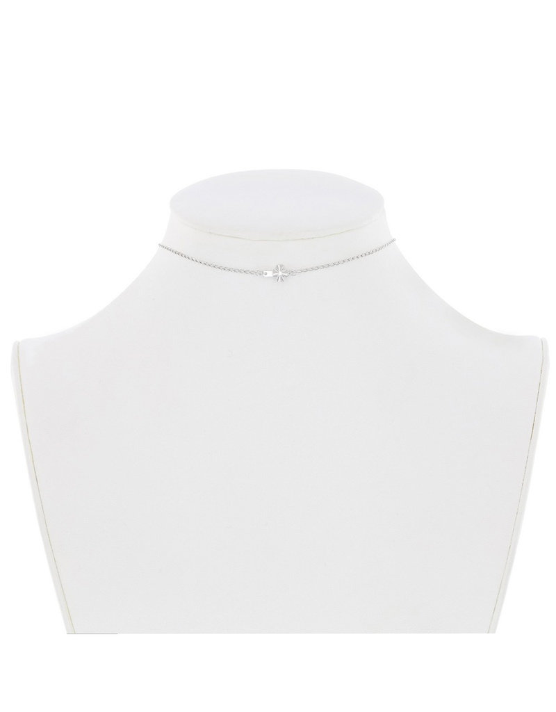 Sterling Silver Diamond Cut Sideways Cross Choker Necklace 12"+3"