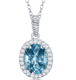 Oval Blue Topaz Necklace