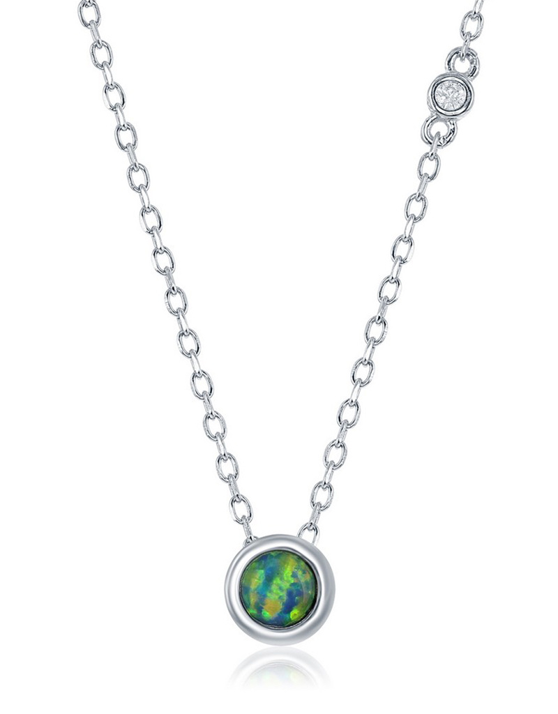 5mm Bezel Set Opal Necklace