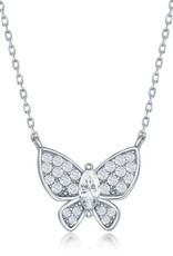 Sterling Silver CZ Buterfly Necklace