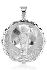 Men's Sterling Silver Round St. Jude Medallion Pendant