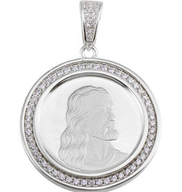 CZ Jesus Medallion Pendant