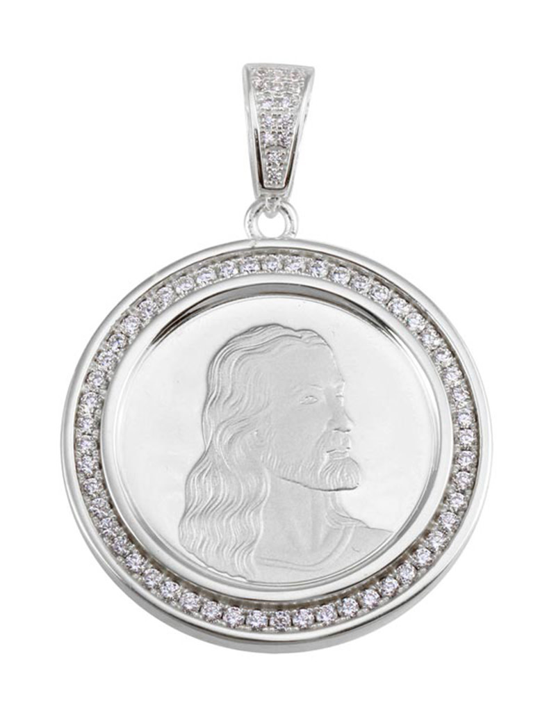 CZ Jesus Medallion Pendant