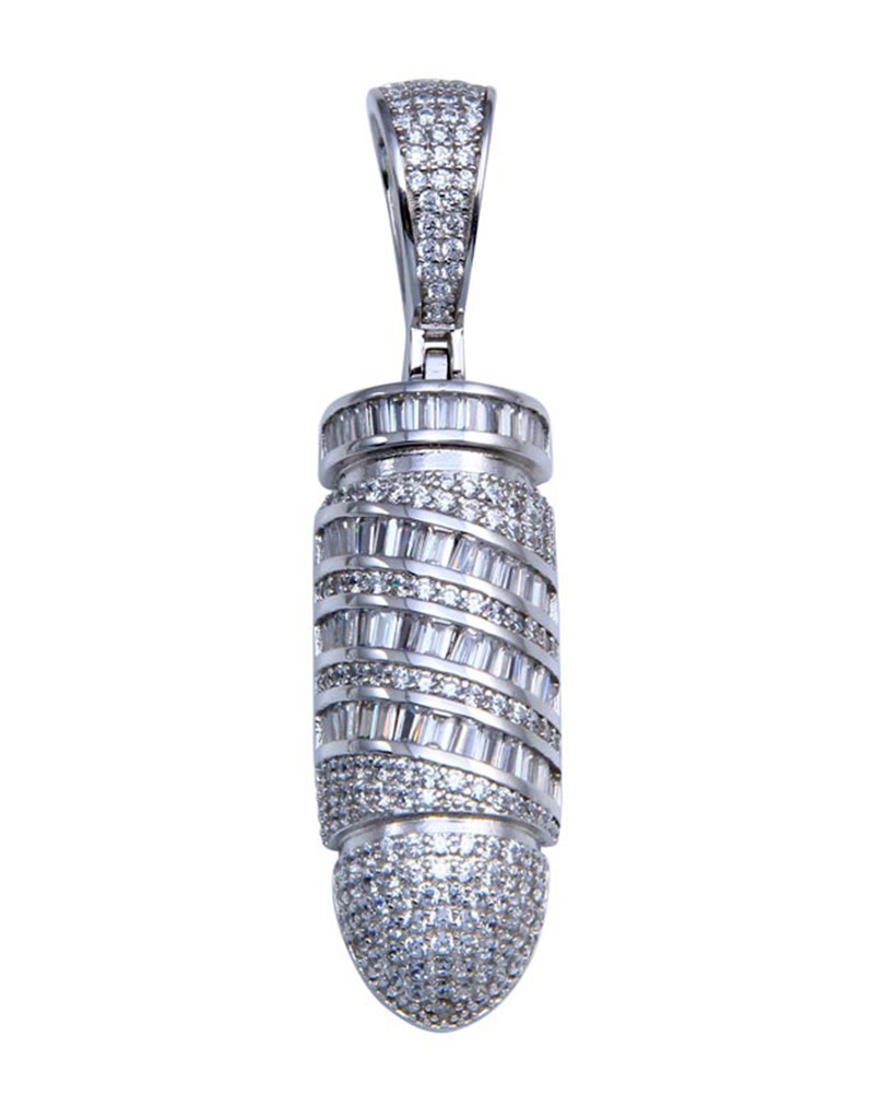 【国内即発送】 Silver Sterling Men's CZ Simply - Pendant Hop Hip Bullet アクセサリー