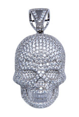 Men's Sterling Silver CZ Encrusted Skull Pendant