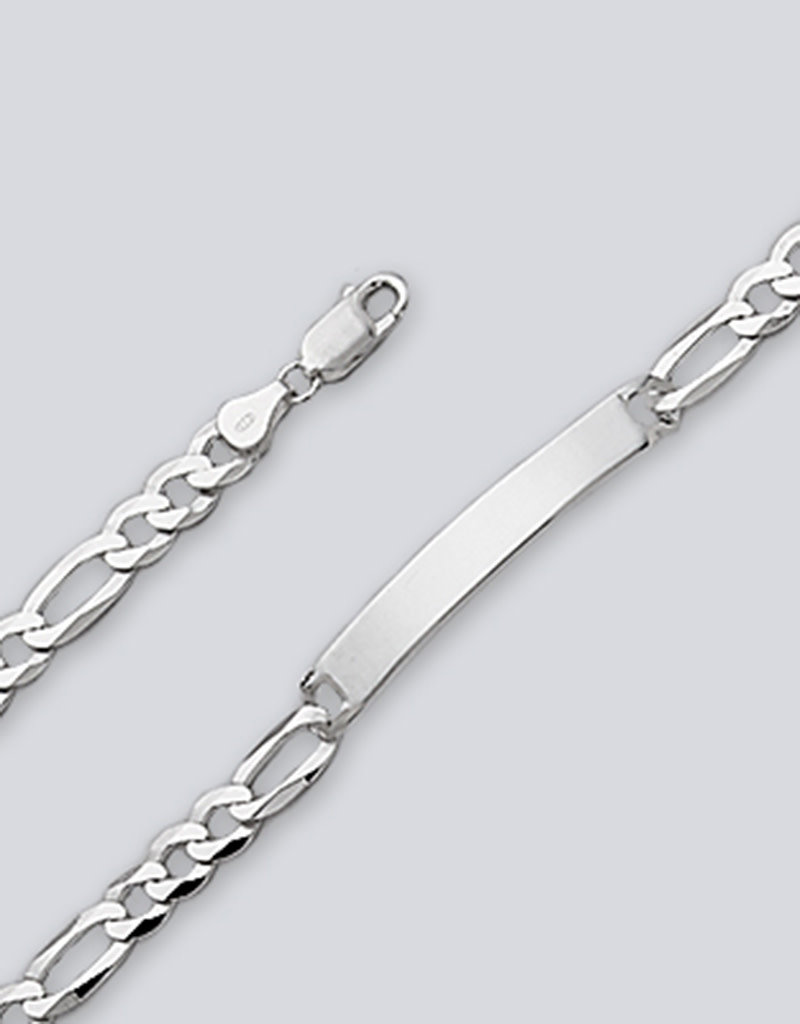 Sterling Silver Super Flat Figaro 180 ID Bracelet 7"