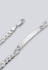 Men's Sterling Silver Super Flat Figaro 180 ID Bracelet 8"