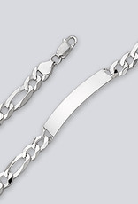 Men's Sterling Silver Super Flat Figaro 220 ID Bracelet 8"
