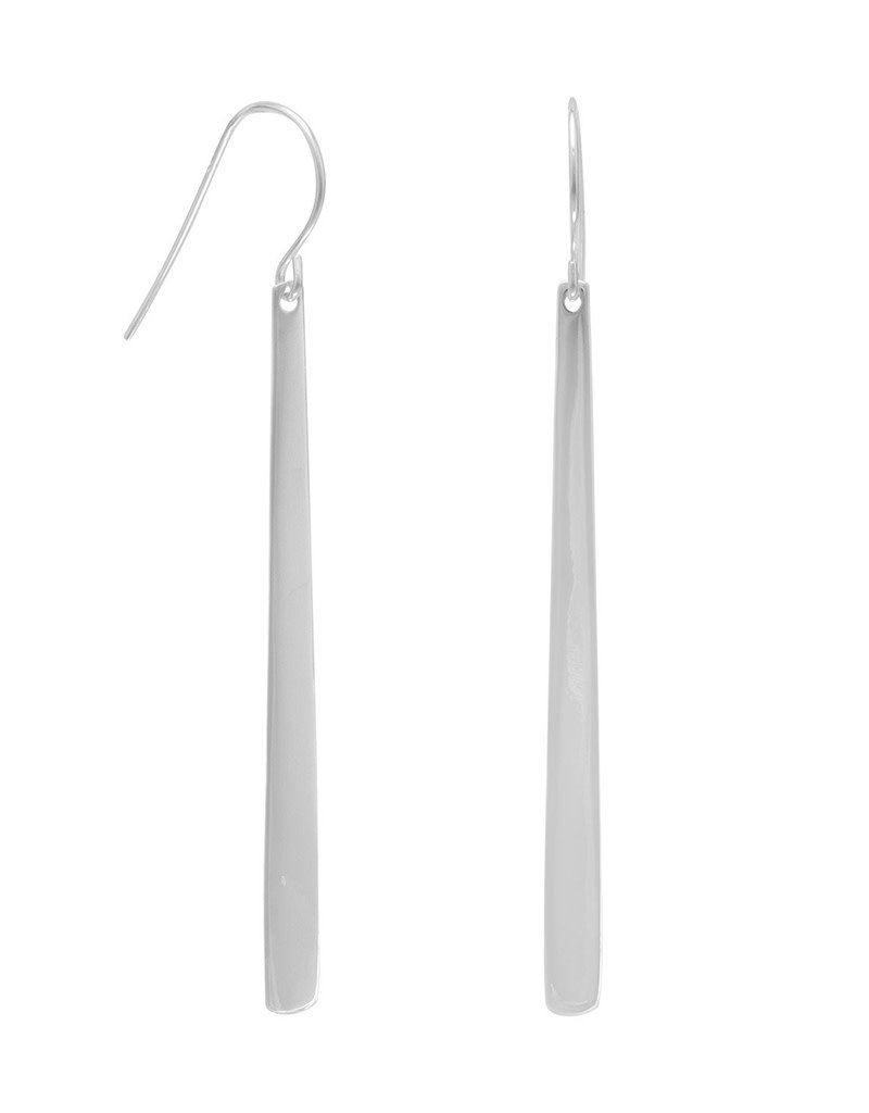 Sterling Silver Long Tapered Bar Earrings