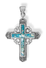 Sterling Silver Roman Glass Cross Pendant
