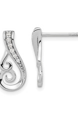 Sterling Silver Scroll Design CZ Post Earrings