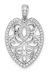 Sterling Silver CZ Filigree Leaf Necklace 18"