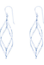 Sterling Silver Double Hammered Twist Earrings 51mm