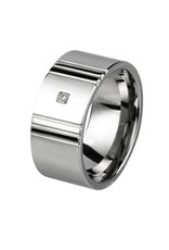 Men's Stainless Steel 10mm Wide Cubic Zirconia Band Ring