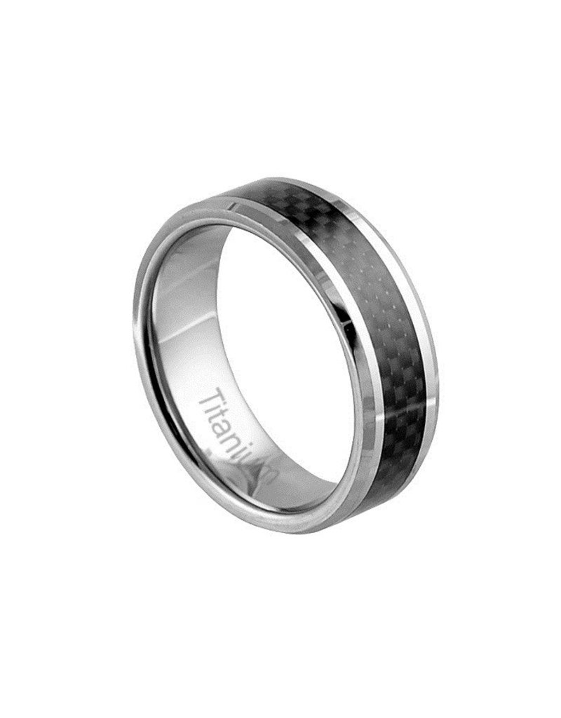 Men's Titanium Carbon Fiber Inlay Band Ring